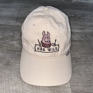 Hog Wild Sedona Beige Tan Cream Pig BBQ FlexFit One Size S-M Baseball Hat Cap